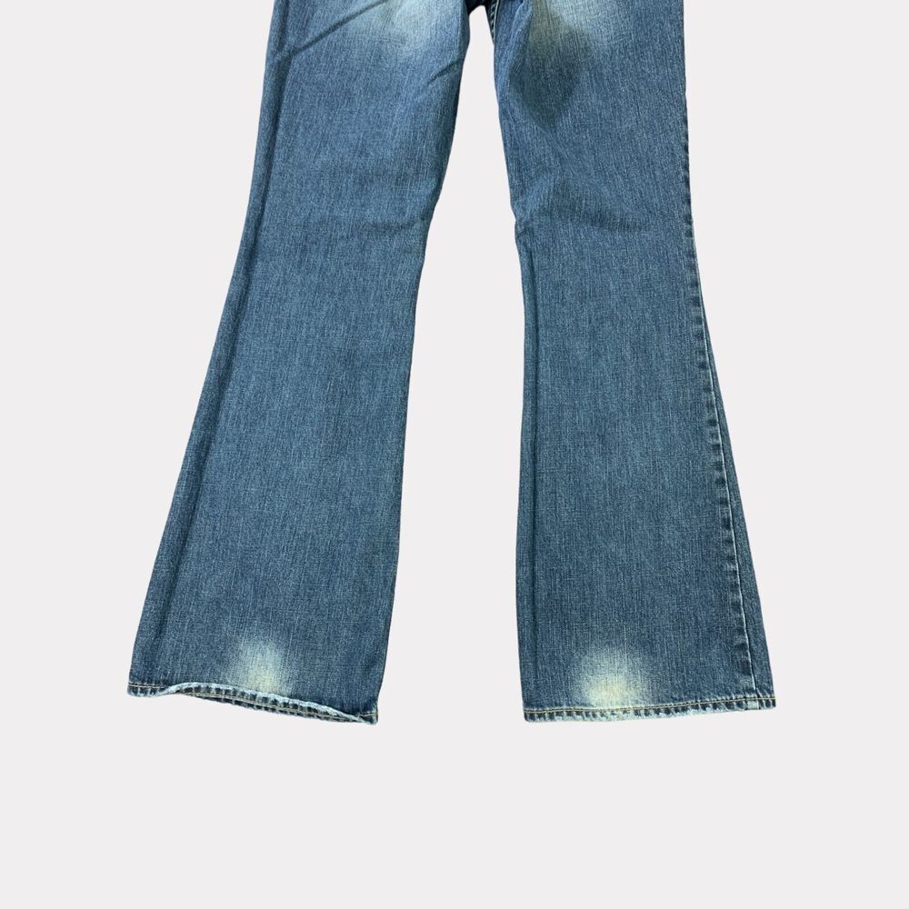 Silver Jeans Womens  28x32 Blue Aiko Flare Distressed‎ Whiskered Stretch Denim - Picture 13 of 16